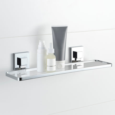Polished Stainless Steel Acrylic Suction Bathroom Shelf