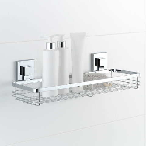 Polished Stainless Steel Suction Bathroom Shelf