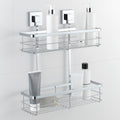 Polished Stainless Steel Double Suction Shower Caddy