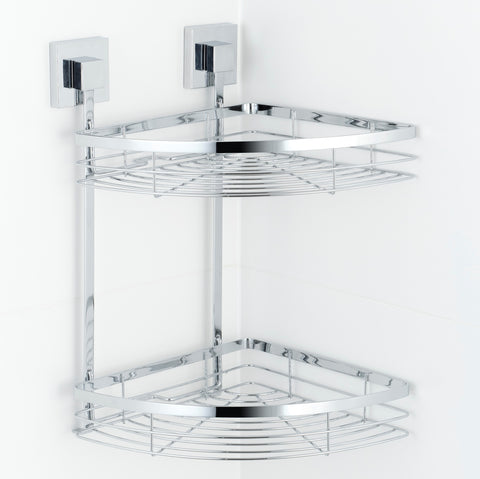 Polished Stainless Steel Suction Double Corner Caddy