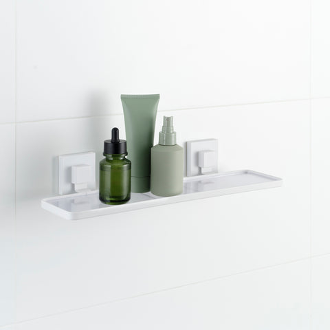 Matte White Acrylic Suction Bathroom Shelf