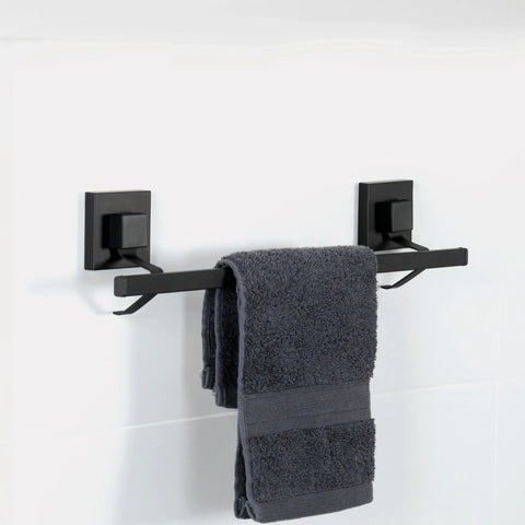 Matte Black Suction 40cm Single Towel Rail