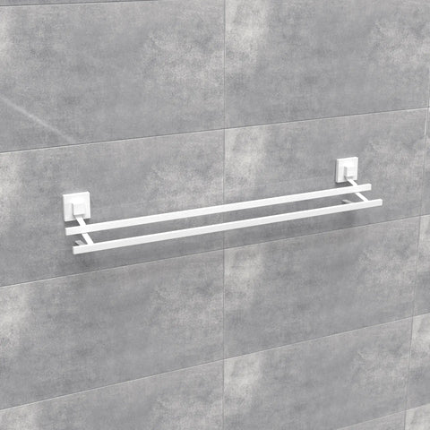 Matte White Suction 80cm Double Towel Rail