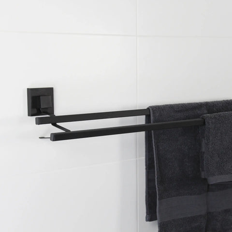 Matte Black Suction 80cm Double Towel Rail