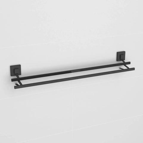 Matte Black Suction 80cm Double Towel Rail