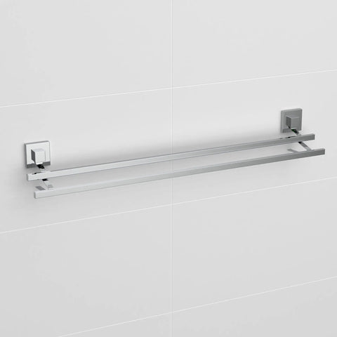 Polished Stainless Steel Suction 80cm Double Towel Rail