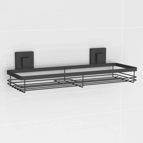 Matte Black Suction Bathroom Shelf