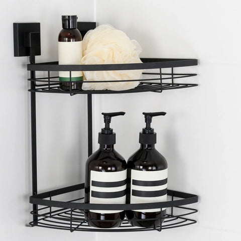 Matte Black Suction Double Corner Caddy