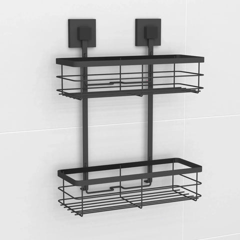 Matte Black Double Suction Shower Caddy