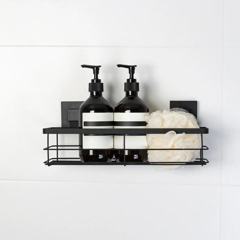 Matte Black Stainless Steel Suction Large Shower Caddy
