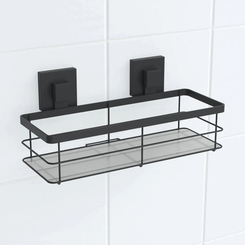 Matte Black Suction Acrylic Large Shower Caddy