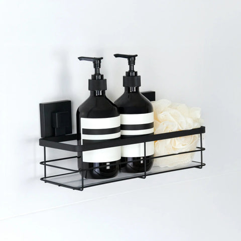 Matte Black Suction Acrylic Large Shower Caddy