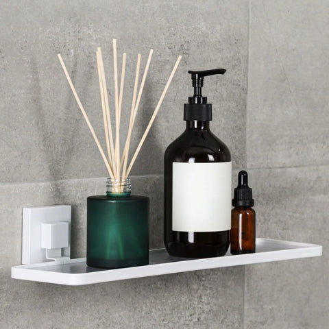 Matte White Acrylic Suction Bathroom Shelf