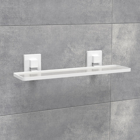 Matte White Acrylic Suction Bathroom Shelf