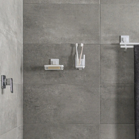 Matte White Suction Bathroom Tumbler