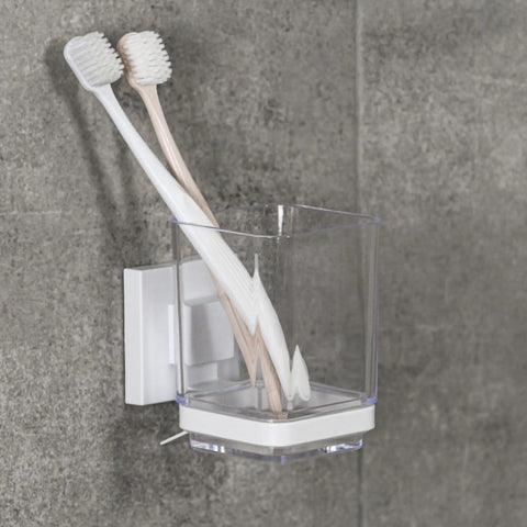 Matte White Suction Bathroom Tumbler