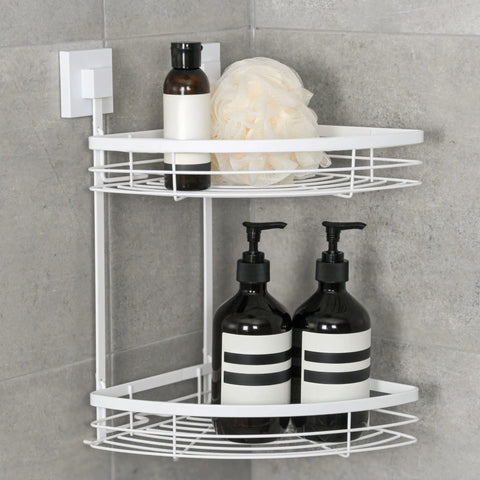 Matte White Suction Double Corner Caddy