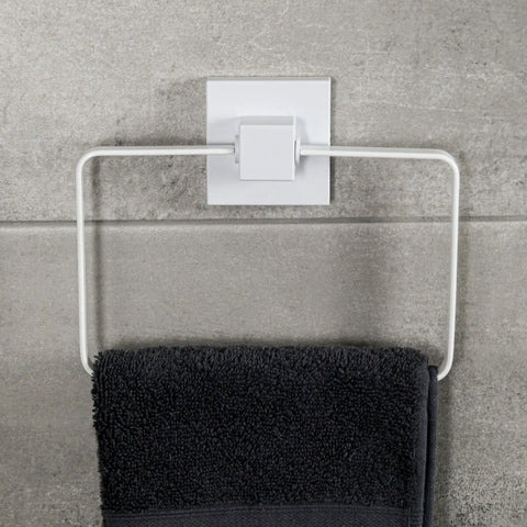 Matte White Suction Hand Towel Ring