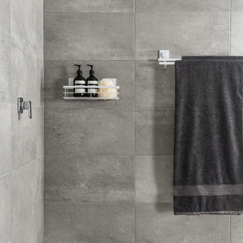 Matte White Stainless Steel Suction Large Shower Caddy