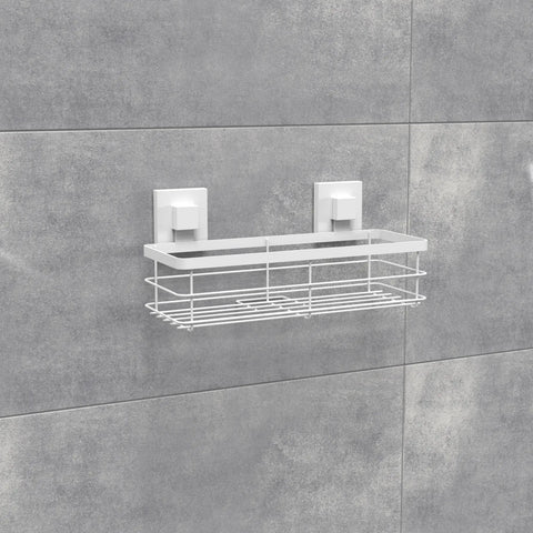 Matte White Stainless Steel Suction Large Shower Caddy