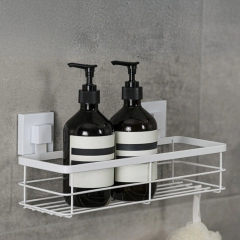 Matte White Stainless Steel Suction Large Shower Caddy