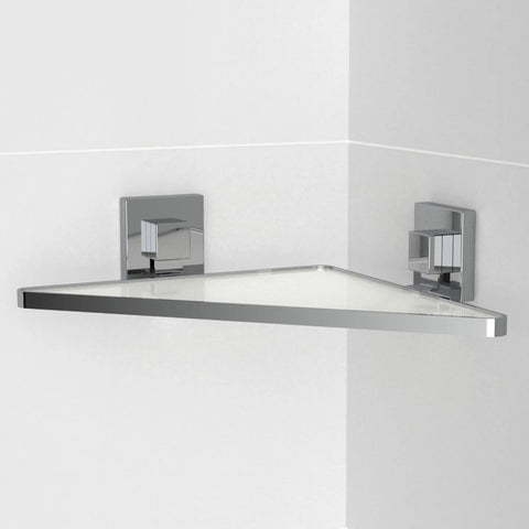 Polished Stainless Steel Acrylic Corner Shelf