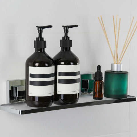 Polished Stainless Steel Acrylic Suction Bathroom Shelf