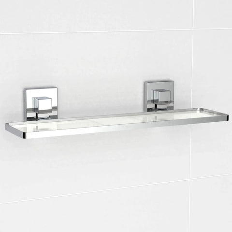 Polished Stainless Steel Acrylic Suction Bathroom Shelf
