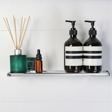 Polished Stainless Steel Acrylic Suction Bathroom Shelf