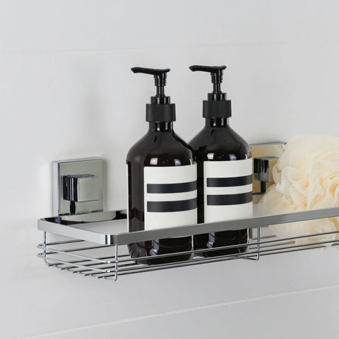 Polished Stainless Steel Suction Bathroom Shelf