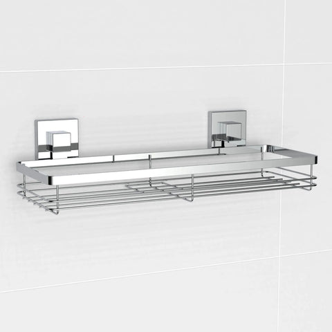 Polished Stainless Steel Suction Bathroom Shelf