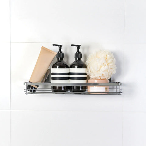 Polished Stainless Steel Suction Bathroom Shelf