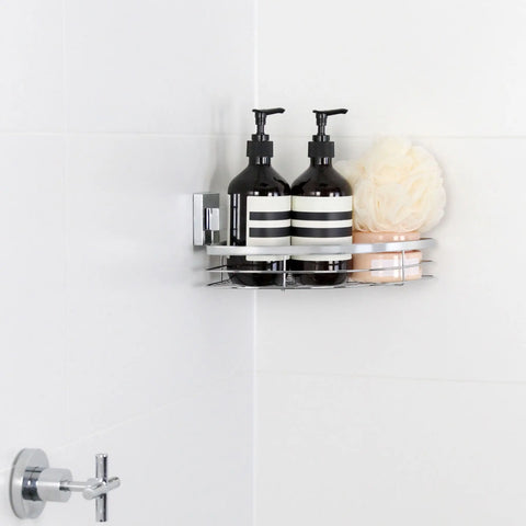 Polished Stainless Steel Suction Corner Caddy