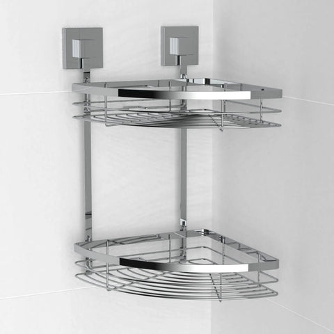 Polished Stainless Steel Suction Double Corner Caddy