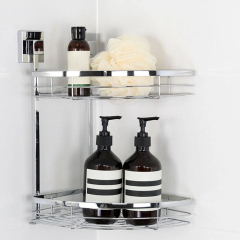 Polished Stainless Steel Suction Double Corner Caddy