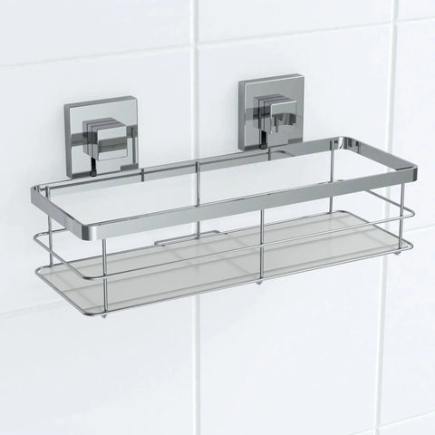 Polished Stainless Steel Suction Acrylic Large Shower Caddy