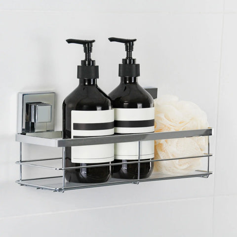 Polished Stainless Steel Suction Acrylic Large Shower Caddy
