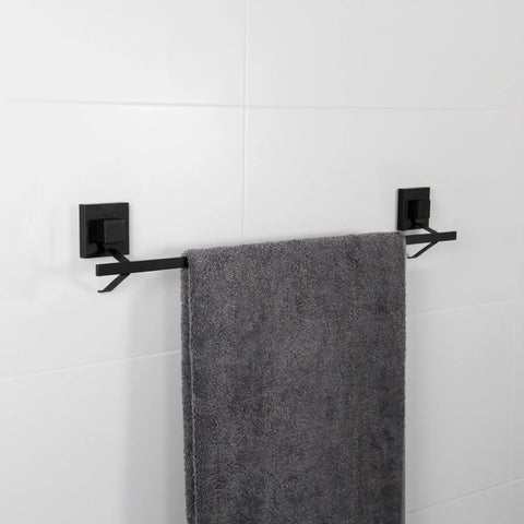 Matte Black Suction 60cm Single Towel Rail