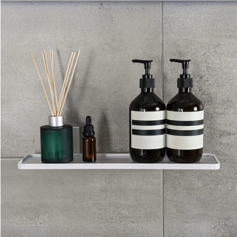 Matte White Acrylic Suction Bathroom Shelf
