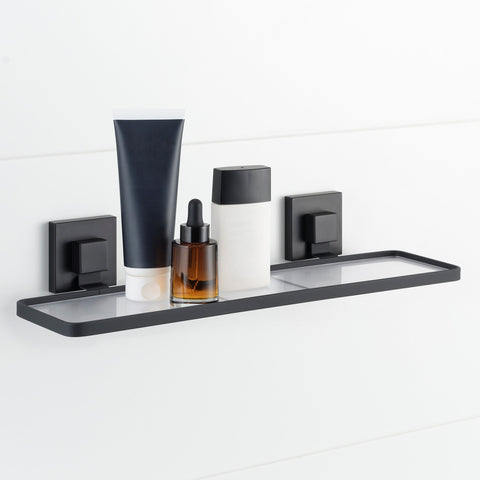 Matte Black Acrylic Suction Bathroom Shelf