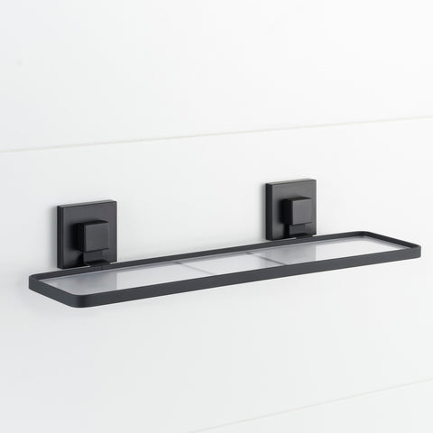 Matte Black Acrylic Suction Bathroom Shelf