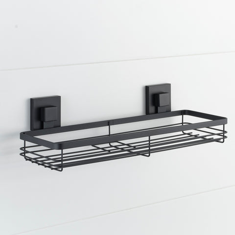 Matte Black Suction Bathroom Shelf