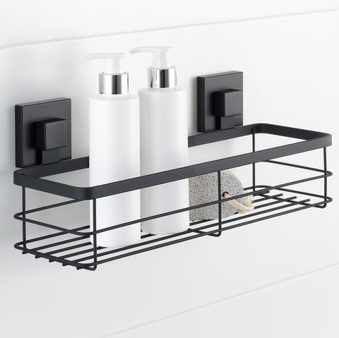 Matte Black Stainless Steel Suction Large Shower Caddy