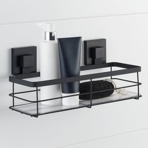 Matte Black Suction Acrylic Large Shower Caddy