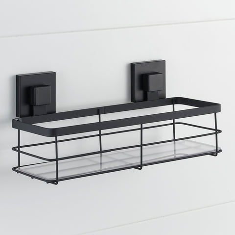 Matte Black Suction Acrylic Large Shower Caddy