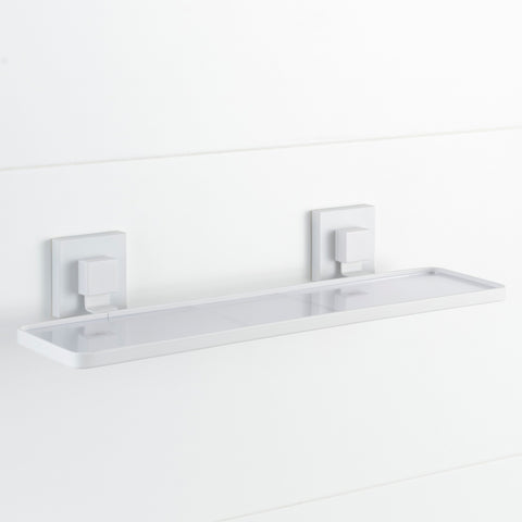 Matte White Acrylic Suction Bathroom Shelf