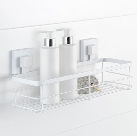 Matte White Stainless Steel Suction Large Shower Caddy