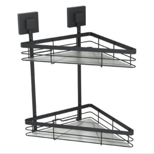 Fusion-Loc 26kg Stainless Steel Suction Frosted Acrylic Corner Shelf